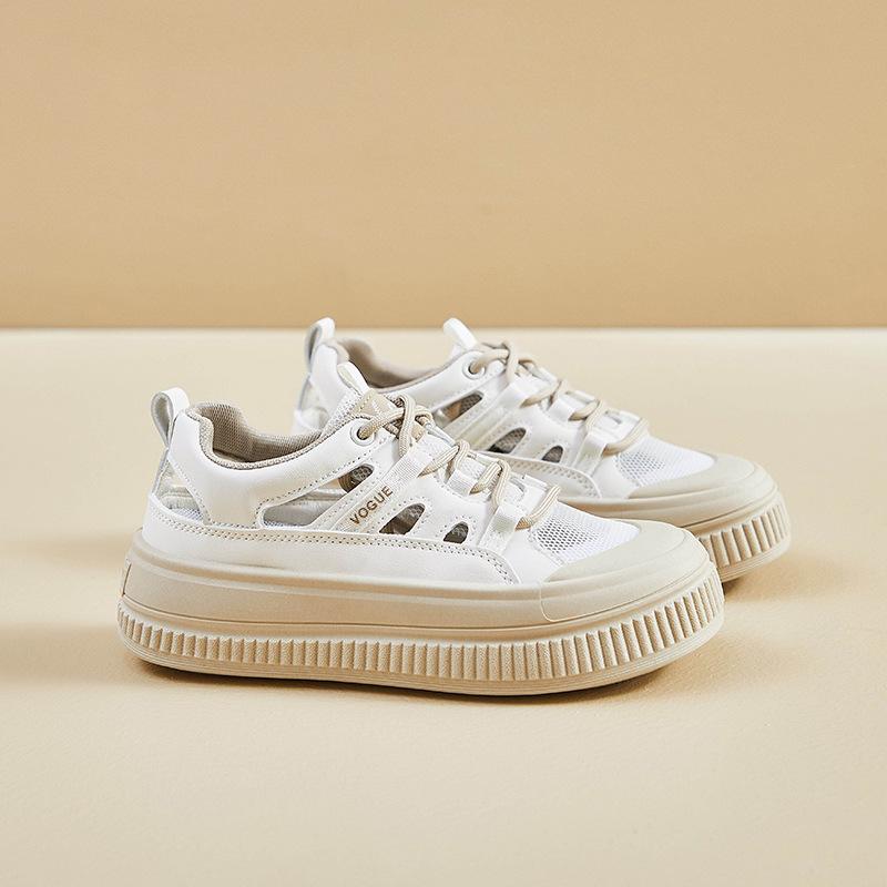Dámské letní Ležérní Tenisky na platformě Prodyšné vycházkové boty z PU kůže pro ženy Protiskluzové Šněrovací Tenisky Sportovní boty Běžecké tenisky