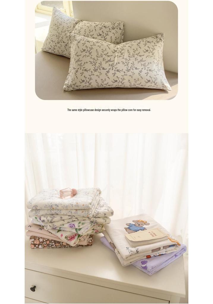 Class A Small Floral Cloud-like Cotton Bedding Set - Includes Duvet Cover, Sheet, Bed Skirt (3 pcs)