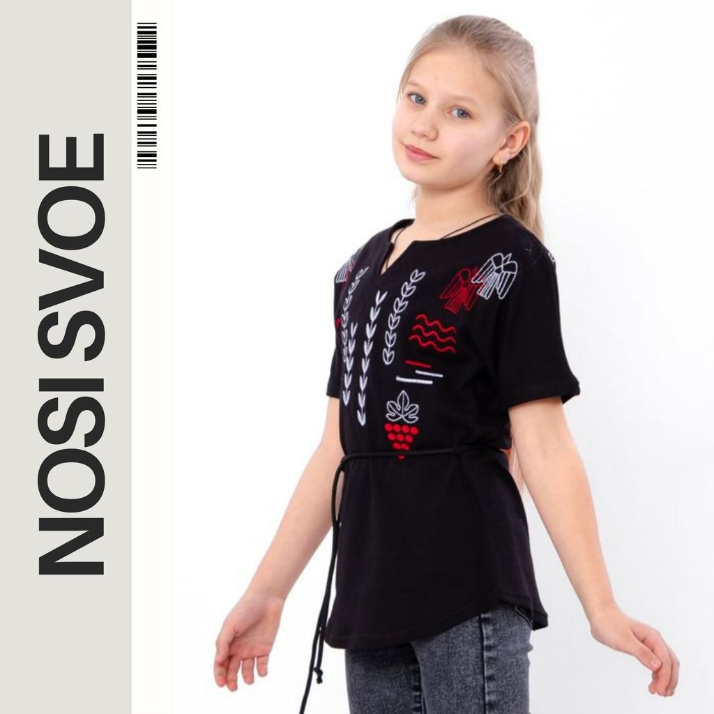 Vyshyvanka (Flickor) – Svart med röd & vit folkbroderi, Sommar, 6439-015-22 HC