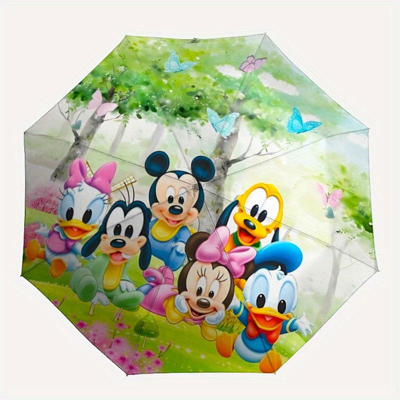 

1pc Mickey Mouse Automatic Folding Umbrella - Portable Foldable Design with 8 Ribs, Durable Plastic & Iron Frame, Outdoor Umbrella yy250731013
