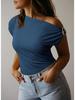 2026 European & American Off-Shoulder Cinched Waist Fashion Pullover Women's T-Shirt