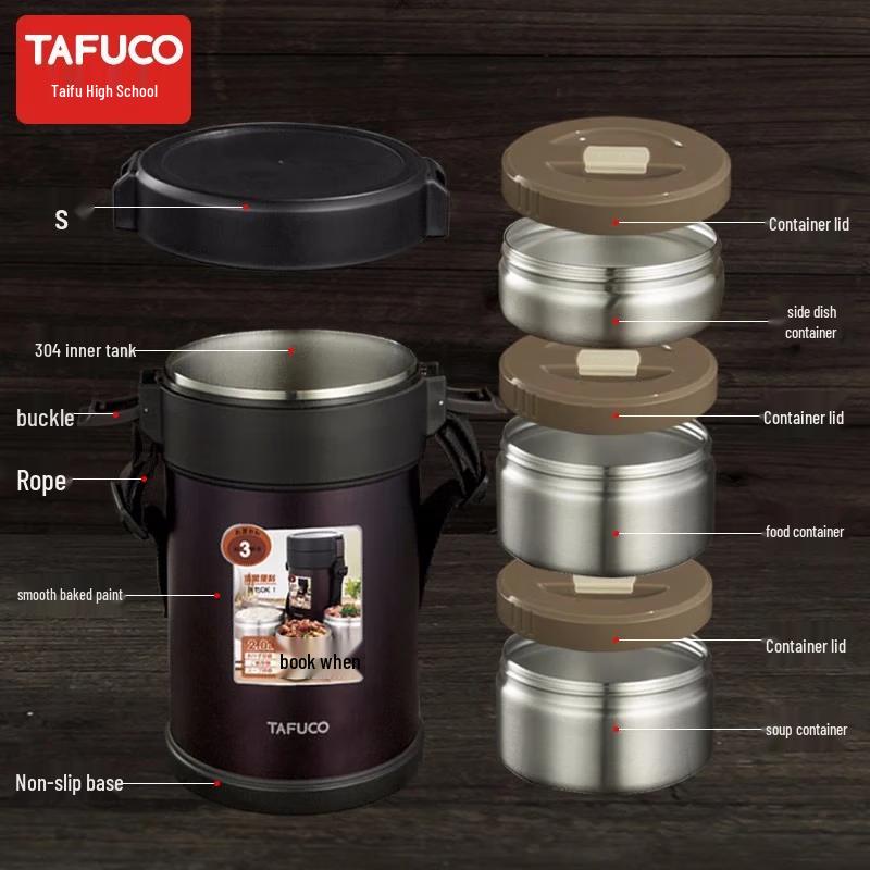 TAFUCO 1,5L 3-lagige Edelstahl-Isolier-Lunchbox 304