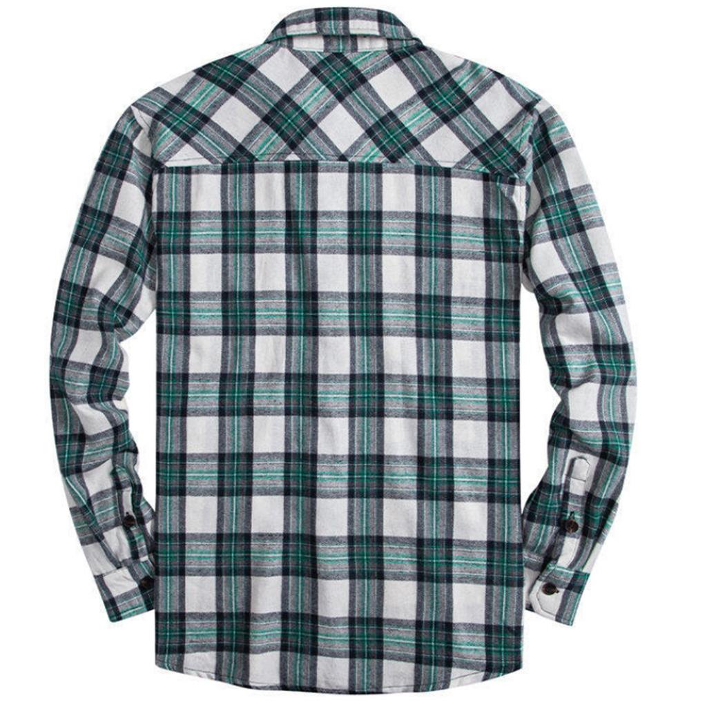 Men's Spring Plaid Minimalist Workwear Fashion Square Neck Long Sleeve Shirt