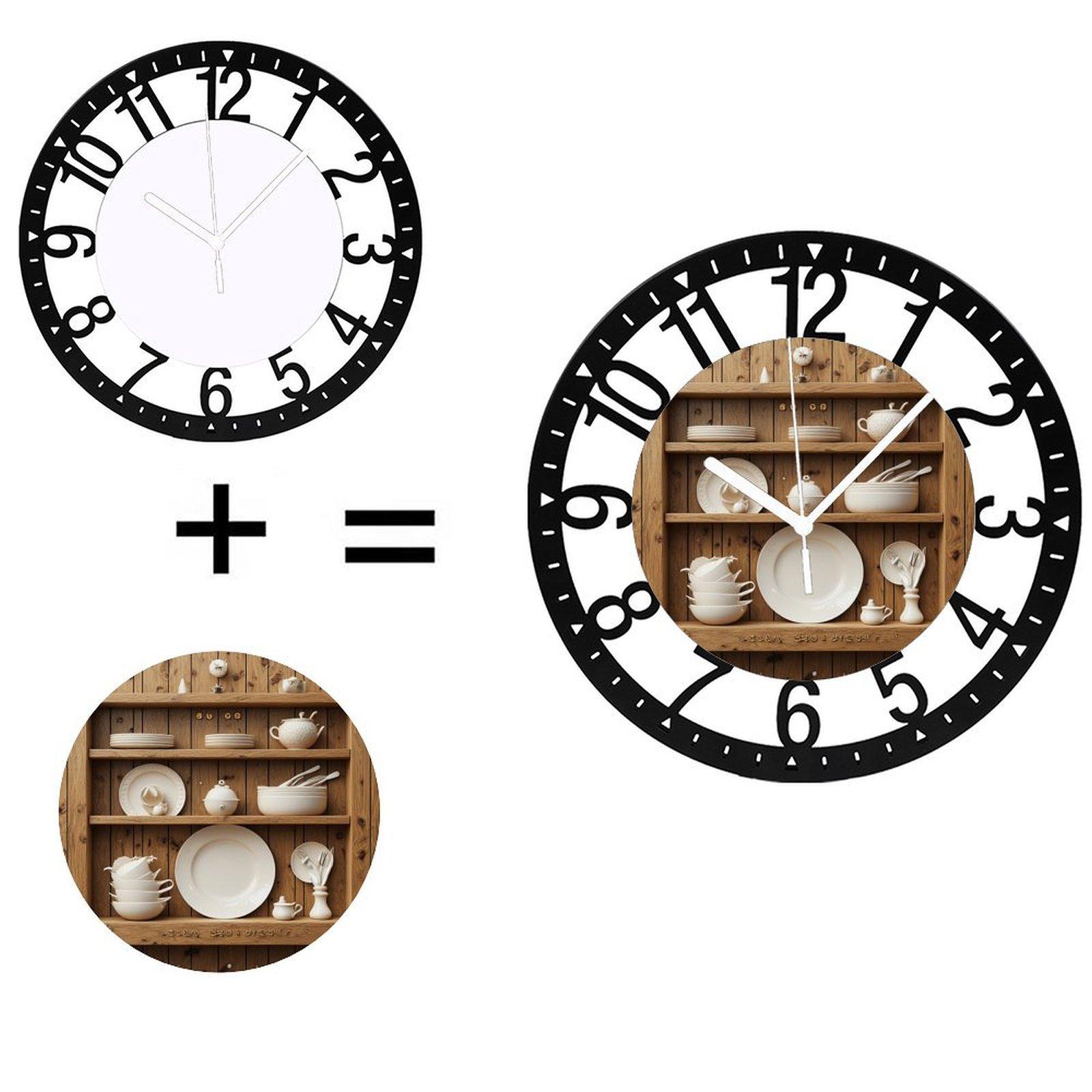 25cm Round Iron Wall Clock for Hotel Lobby or Guest Room Decor (Black,10 inch(25.40cm))