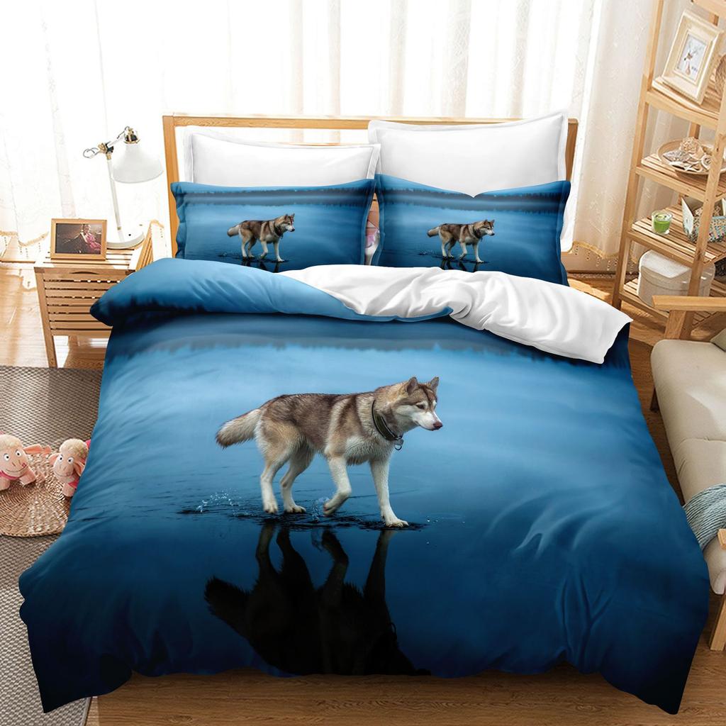 Wolf Animal Moon Snowfield Tree Wildlife 3D Bedding Set Duvet Cover Pillowcases Comforter Bed Linen Twin Queen King Size