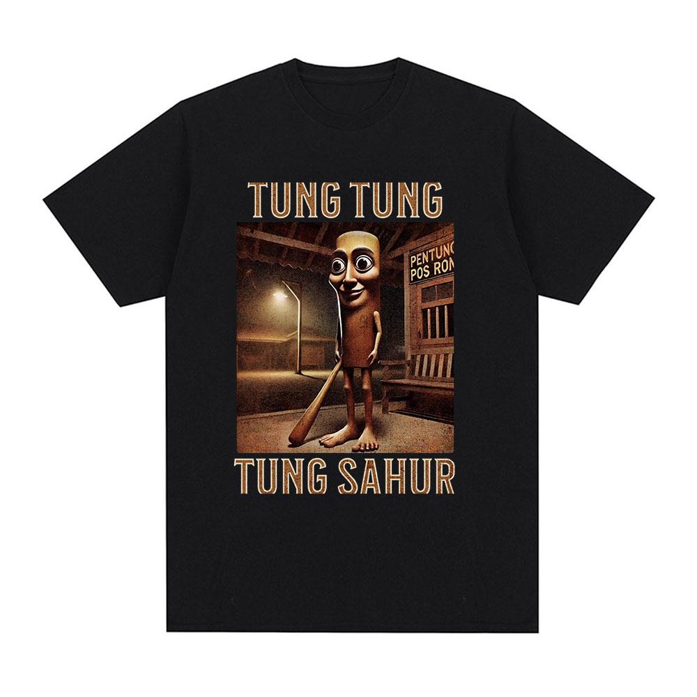 Tung Tung Tung Sahur Italian Brainrot Funny Meme T-shirt Men Clothing Fashion Humor T Shirts Summer Cotton O-Neck Tops T Shirt