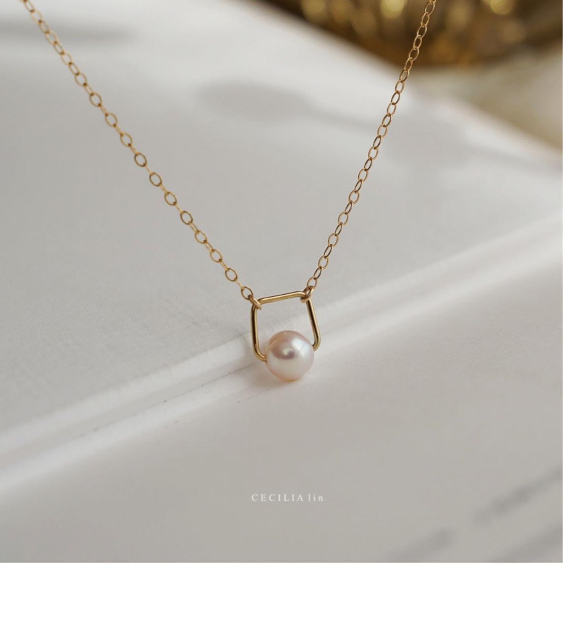 Квадратная и круглая простая женская шейная цепочка темперамент 14K позолоченная натуральная круглая жемчужная бусина цепочка на ключицу тренд 38cm