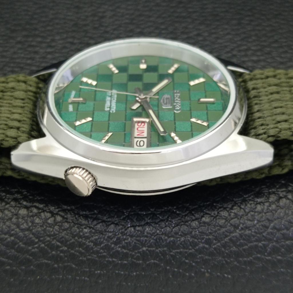 REFURBISHED SEIKO 5 AUTOMATIC MENS WATCH JAPAN MADE GREEN DIAL CUSTOM A440132-2 QV90-a440132