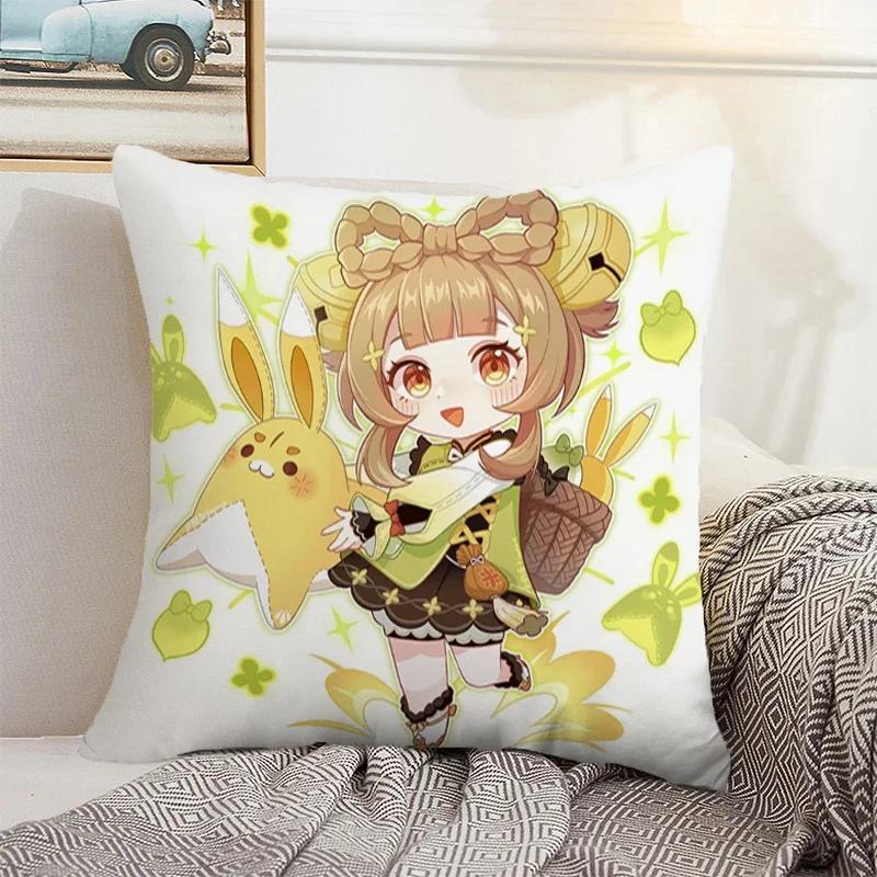 Genshin Impact Cushion Cover 45*45 Pillow Covers Decorative Sofa Cushions Pillowcase  Pillows Decor Home Pillowcases