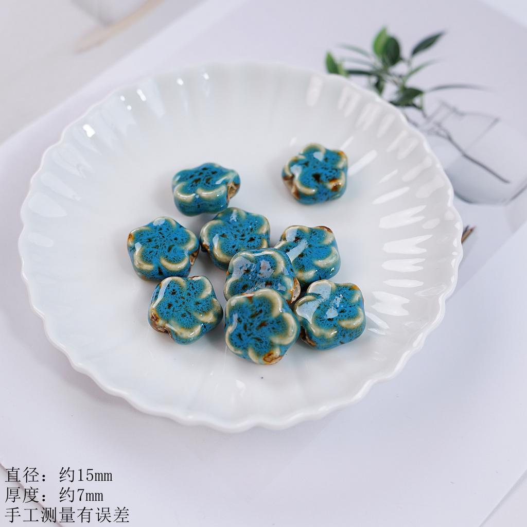 15Mm plum blossom sheet loose beads ceramic necklace bracelet DIY handmade creative bead manufacturer
