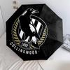 Modello Collingwood Magpies, ombrello pieghevole automatico, design portatile e pieghevole, 8 stecche, un regalo di Natale o di compleanno.