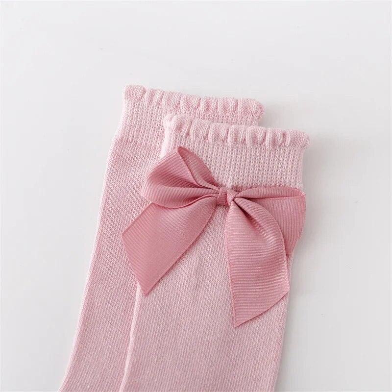 5Pairs/pack Children's Girl Socks Cotton Bow Baby Long Socks Fashion Princess Kids Sock For Girls 0-7Years Stocking 2023