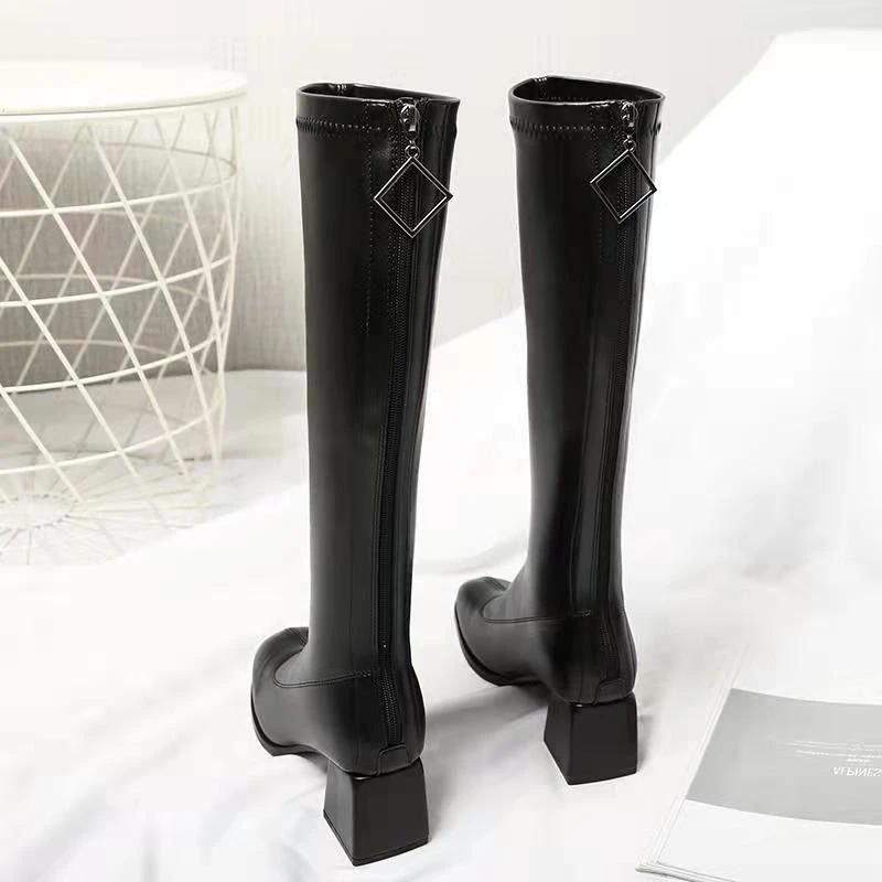 Fashion Knee High Shaft Shoes Woman Black Quality Long Boots for Women New In On Offer Fashion 2024 Demi-season Work Goth Gyaru Rock Y2k