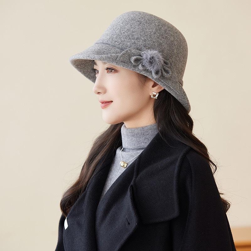 Versatile Woolen Bucket Hat for Women and Middle-Aged Mothers