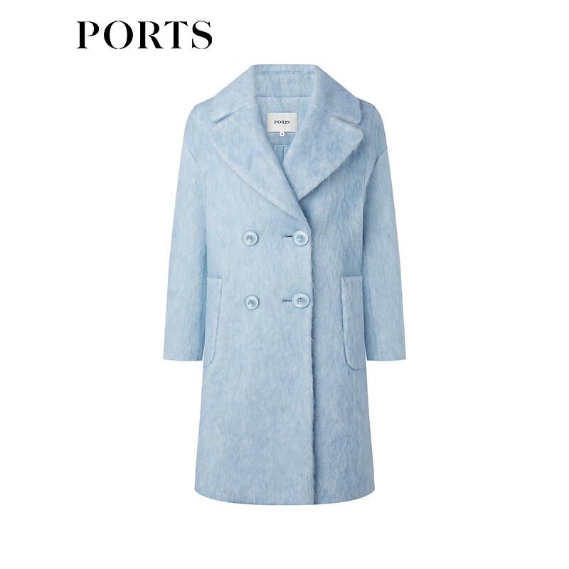 PORTS Women's Autumn/Winter Dreamy Blue Mohair Double-Breasted Coat