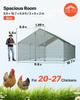 Metal Chicken Coop, 9.8x19.6x6.5 ft Large Walk-in Chicken Runs with Cover, Spire Roof Hen House Enclosure with Security Lock, Outdoor Duck Rabbit Cage