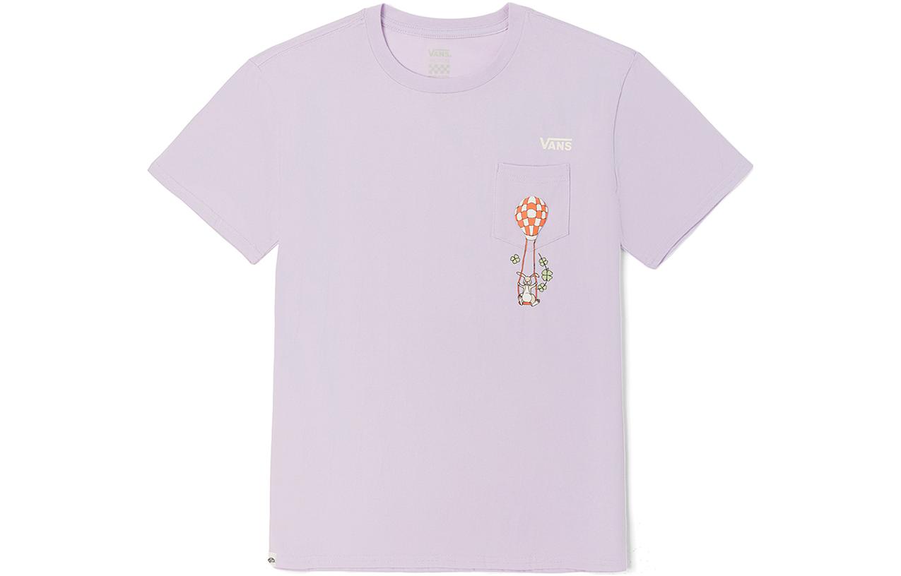 Vans T Shirts Women s Purple Crew Neck Moderate Straight Fit VN0A7TP3YEU M