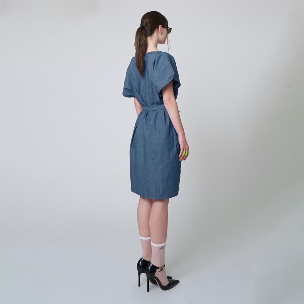 As Platform Aw41Op01 Cozy Belted Dress_Indigo Blue