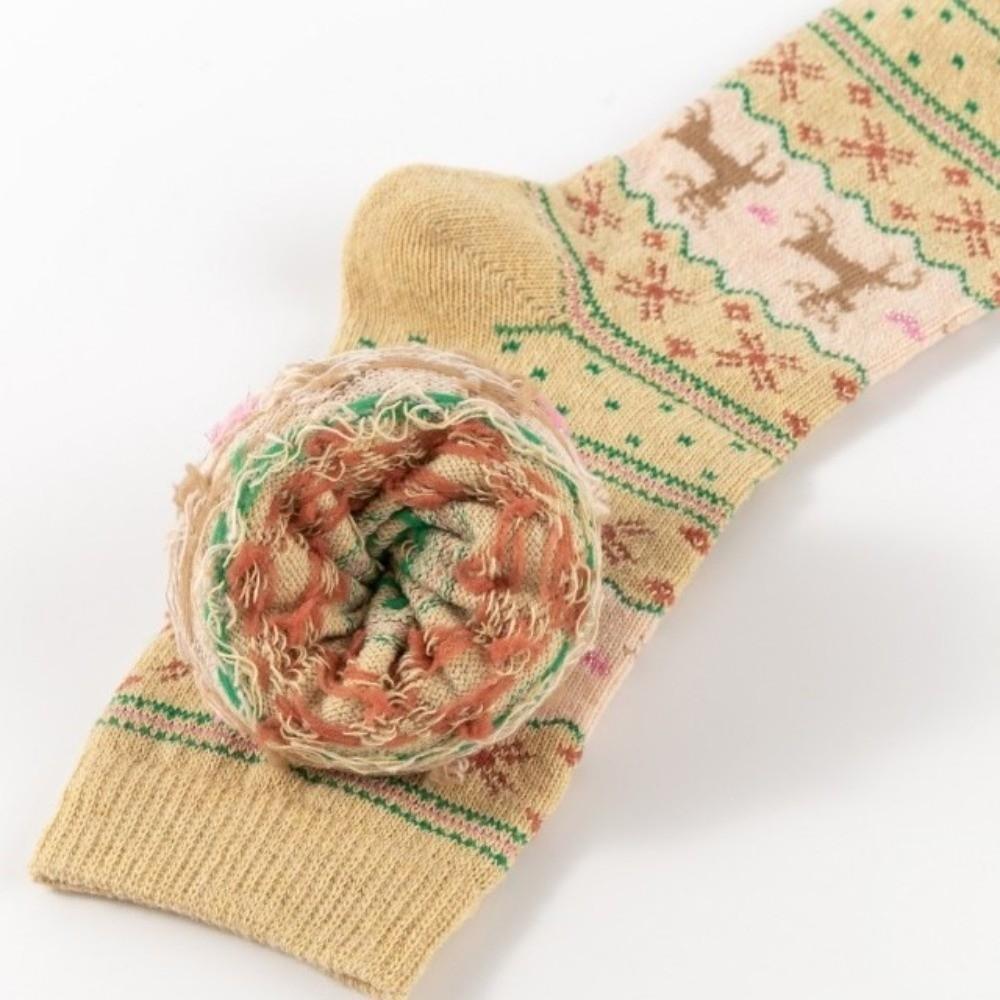 Elk Middle Tube Socks Retro Floor Socks High Quality Christmas Socks  Winter