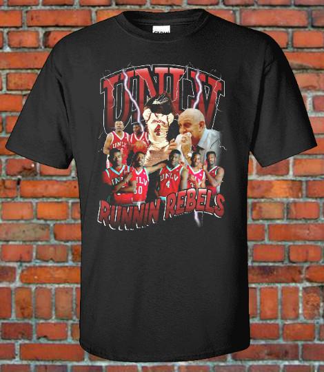 UNLV Runnin  Rebels basketball 90s Style Bootleg Tee NCAA 91 Champs L Johnson Unisex T-Shirt M