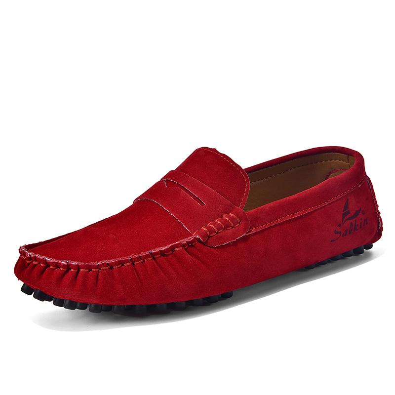Fashion Suede Leather Mens Handmade Loafers Male Casual Driving Flats Slip-on Shoes Handmade Comfy Moccasins Leisure Walk Business Shoes