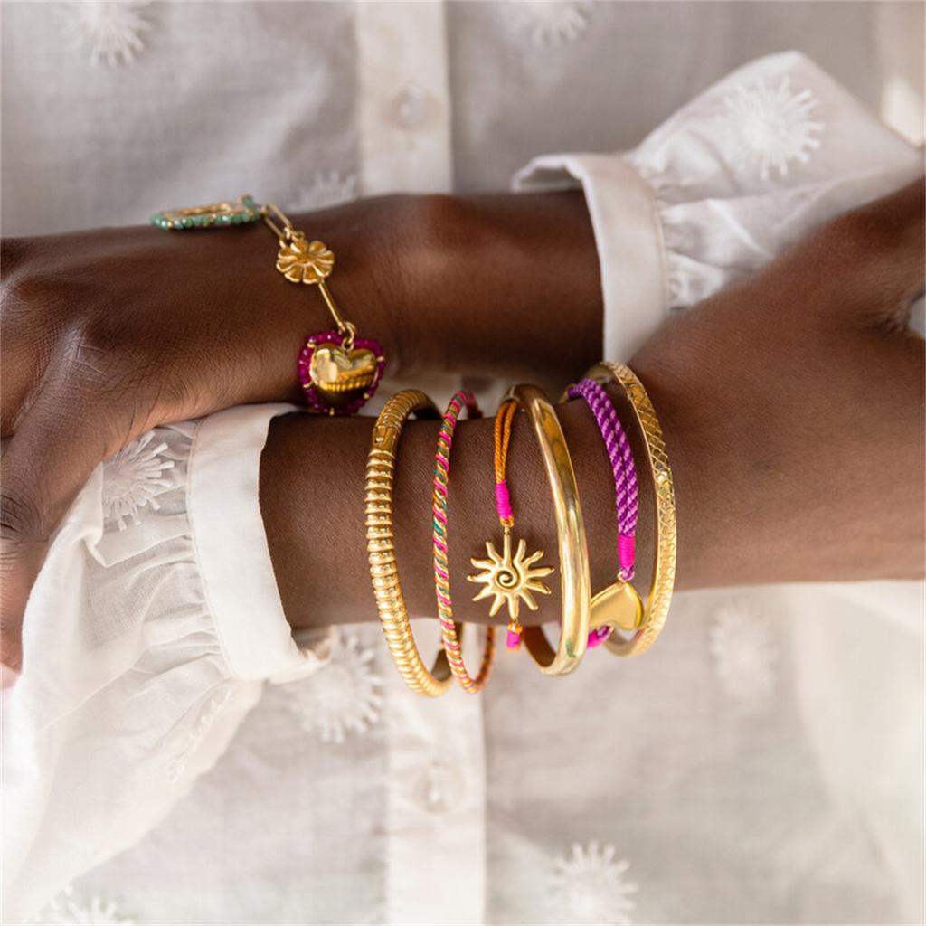 Stainless Steel New Fresh Love Sun Colored Rope Dopamine Bracelet Women's Gold Plated Color Preserving