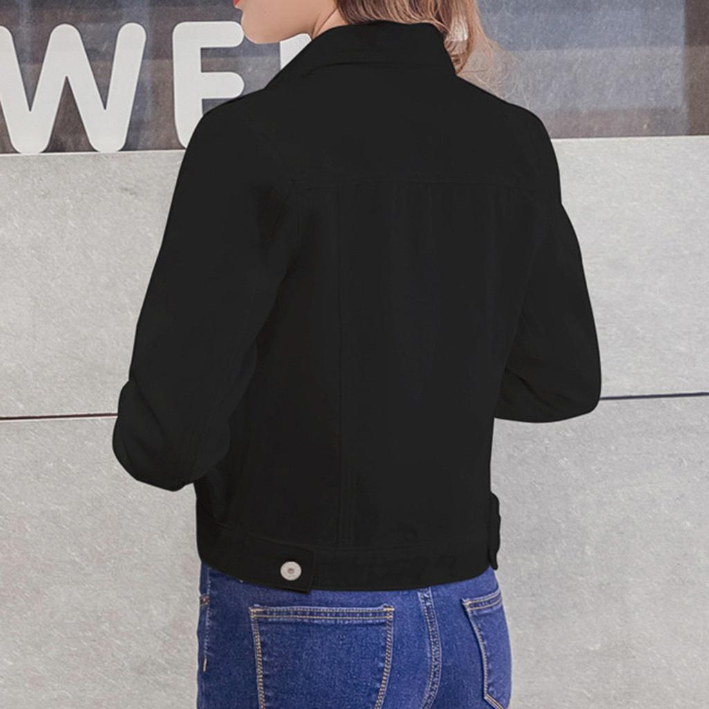 Mote kvinner Ensfarget dongerijakke Jakkeknapp Uformelle dongeriklær