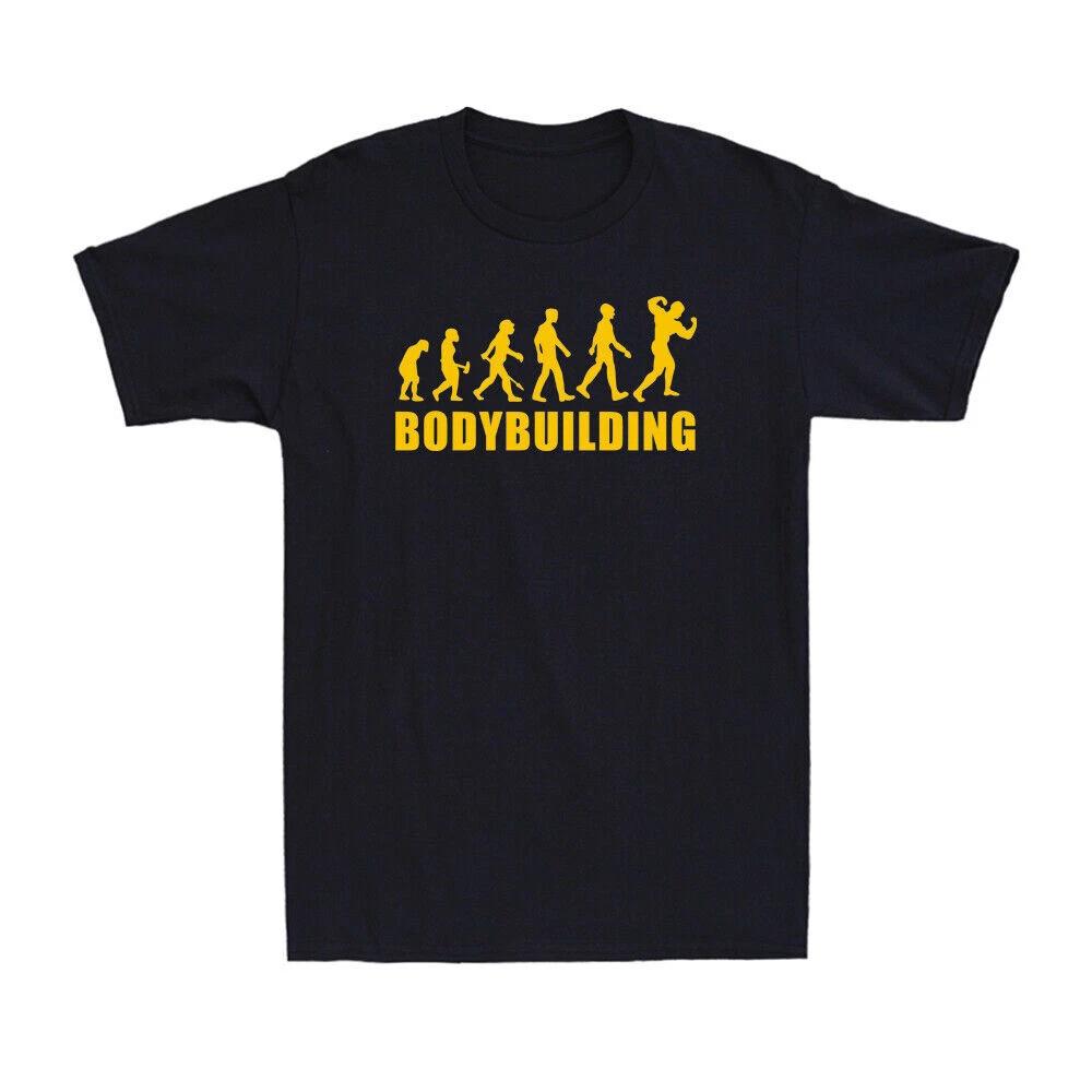 Bodybuilding Evolution Funny Human Evolution Bodybuilder Men s Cotton T-Shirt XXXXL
