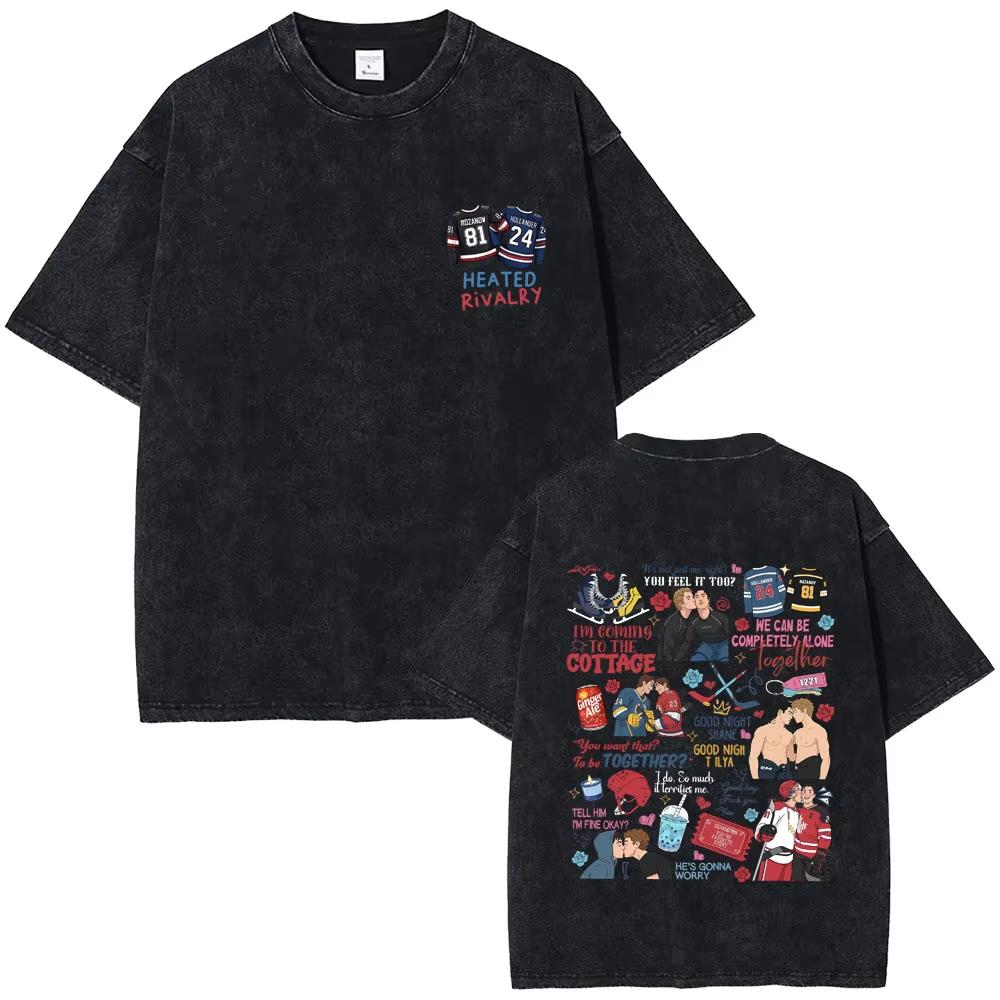 Hot Sale Heated Rivalry Heated All The Time Washed Vintage T-shirts Men Women Fashion Oversized T-shirt Male Y2k Cotton T Shirts