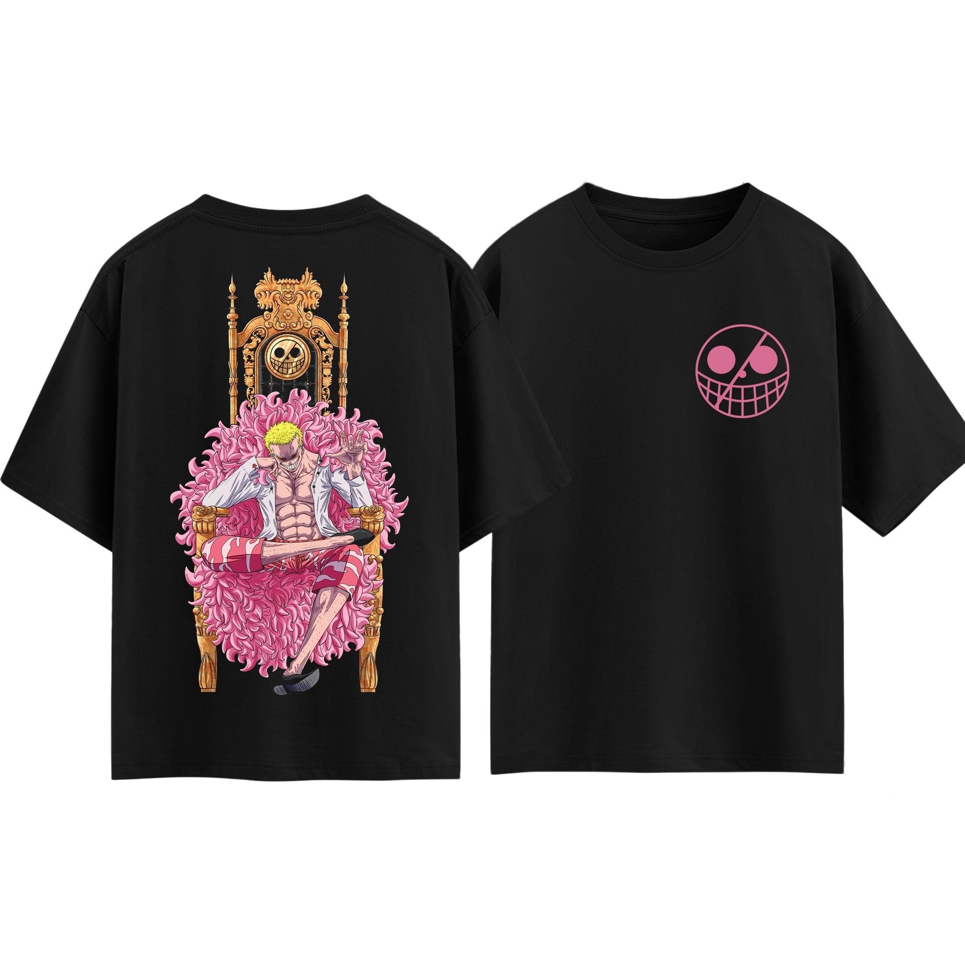 

One Piece Donquixote Doflamingo T-shirt Men and Women Summer Cotton Y2K Clothing Fashion Anime Fans Short Sleeve Tops Streetwear S разноцветный