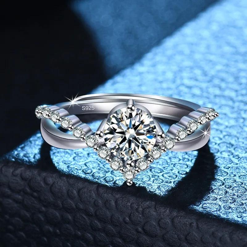 Luxury Copper Zircon Ring Couple Men And Women Love Eternal Heart-Shaped Adjustable Open Ring Wedding Jewelry