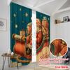 2pcs,2D Plane Printing Print Curtains Santa Claus Gift Polyester Woven (without Rod) All Seasons Ldeal for Various Room Types
