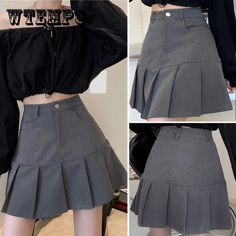 High Waist Patchwork Pleated Skirt Women's Pleated Skirt Anti-slip Suit Skirt
