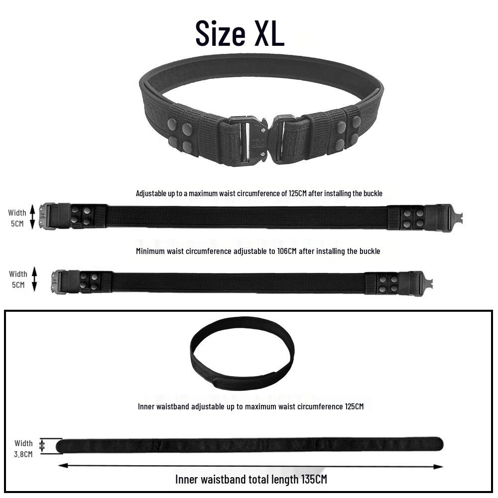 Men's Black Nylon Tactical Belt with Alloy Buckle - Braided for Security, Suitable for Outdoor Training and Duty Activities.