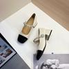 Pearl single shoes Mary Jane shoes children's new early spring small fragrant style retro thick heel medium heel small leather shoes autumn