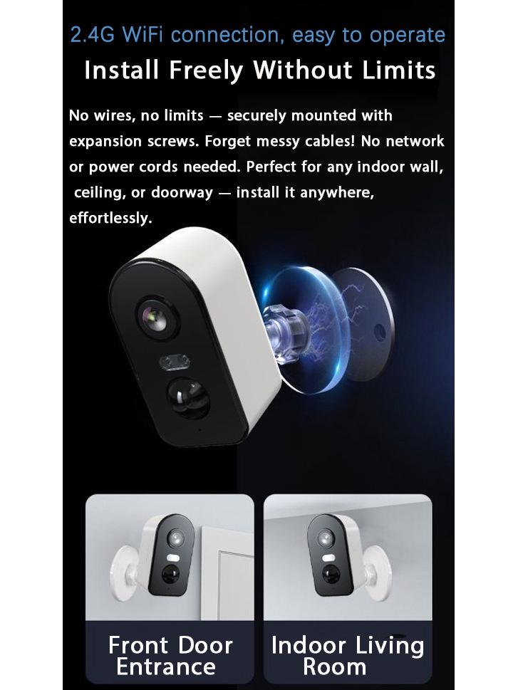 Wireless Outdoor Smart Surveillance Camera with Low Power Battery and Mobile Remote Monitoring