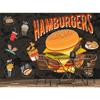 Vintage Fast Food Burger Wall Mural Retro Hamburger Wallpaper for Restaurant Cafe Decor