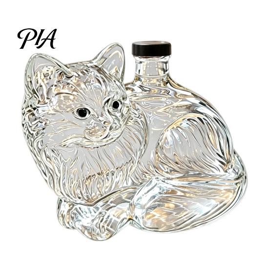 Carafa de Whiskey în Formă de Pisoi, Carafa Drăguță pentru Whiskey, Sticlă Borosilicată Înaltă, Sticlă Artistică în Formă de Animal pentru Accesorii Unice pentru Barul de Acasă Bucătărie