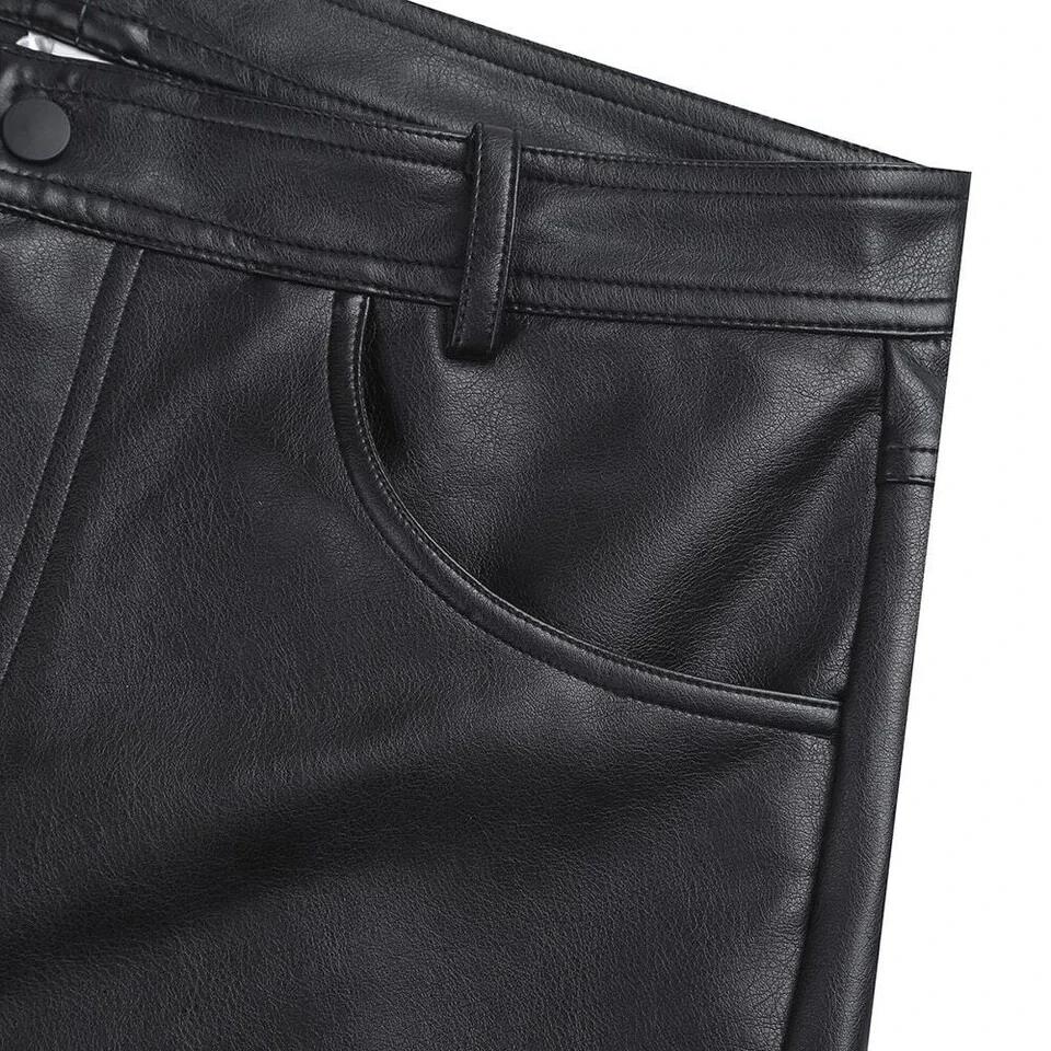 Soft Men's Shorts Black Handmade Leather Genuine Lambskin Causal Gym Wear Short Pant