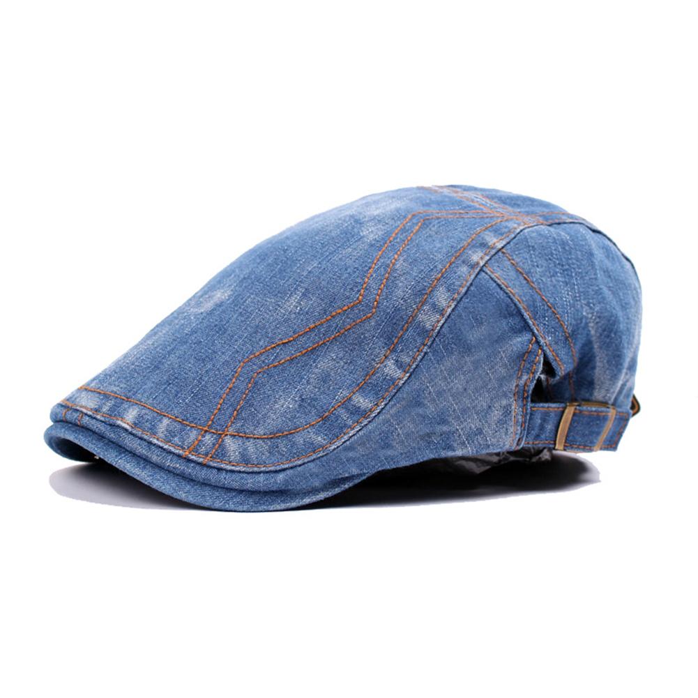 Women Hat Vintage Simple Denim Cap Fashion Embroidered Beret Outdoor Visor Forward Hat