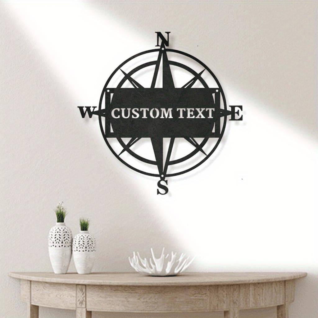 Customizable Metal Compass Sign Nautical Plaque Home Wall Hanging Personalized Gift
