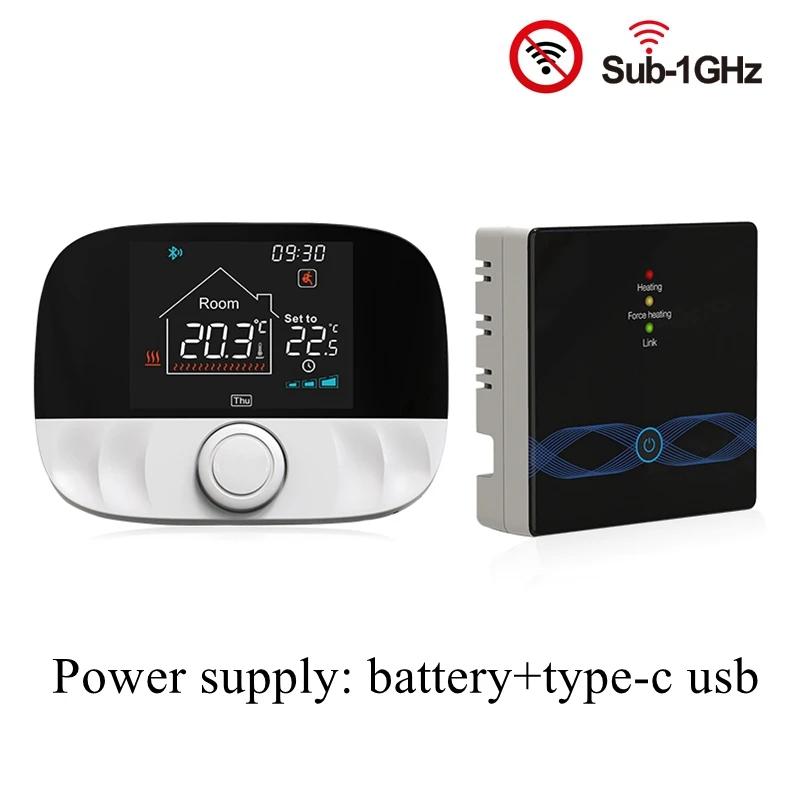 RF433 Wireless Thermostat WiFi/No WiFi Floor Heating Water Gas Boiler Home Room Tuya Smart Programmable Temperature Controller No WiFi Black