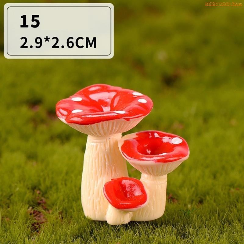 K1AE Miniature Resin Mushroom Figurine Decorative Mini Sculpture for Home Garden Yard Lawn Decoration Accessories