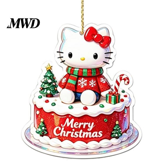 Festive Party Favors Christmas Kitty Ornaments, 2D Flat Acrylic Hanging Decorations, Cute Gift for Friends Cartoon Pendants Tree, Holiday Home