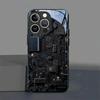 Black Cool Circuit Board Pattern Glass Phone Case For iPhone 17 Pro Max 16 15 14 13 12 11 Pro 16E 17Air 7 8 Plus XR XS X Cover