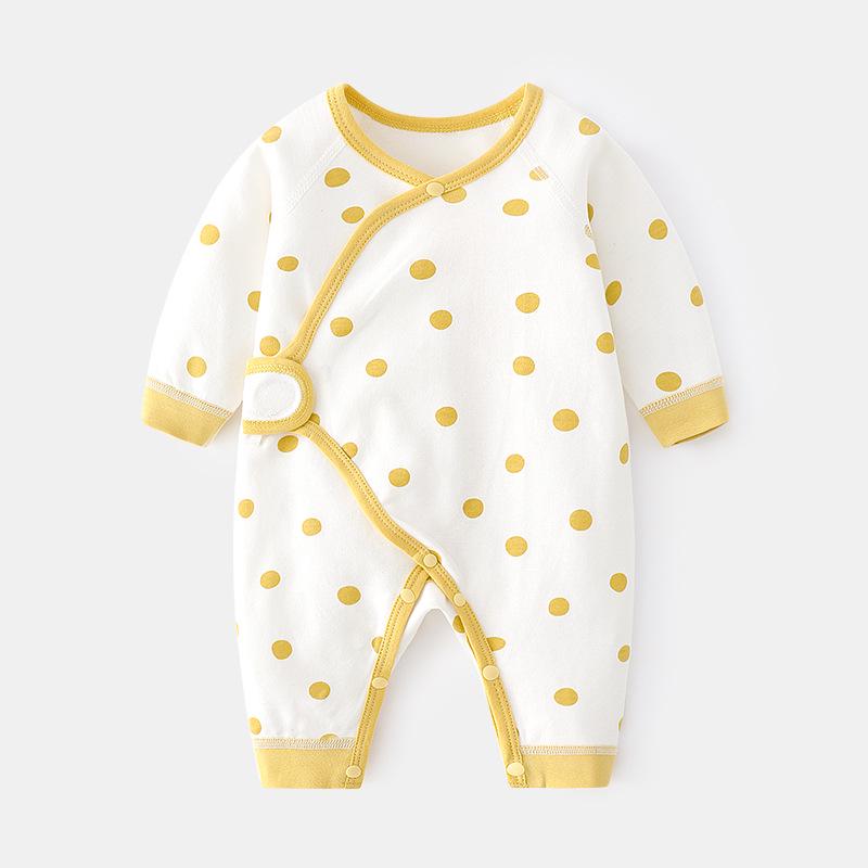 Polka Dot Pure Cotton Velcro Baby Romper - Spring/Autumn Newborn Bodysuit