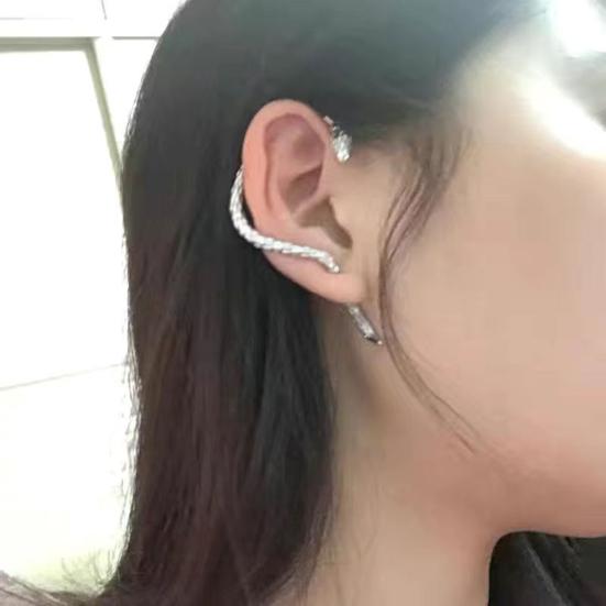 1/2 Stück Unisex-Ohrclip in Schlangenform, polierte Legierung, Retro-Hip-Hop-Stil, amerikanischer Stil, Straße, 3D-geschnitzte Schuppen, Ohrringe, Club-Party-Ohrschmuck