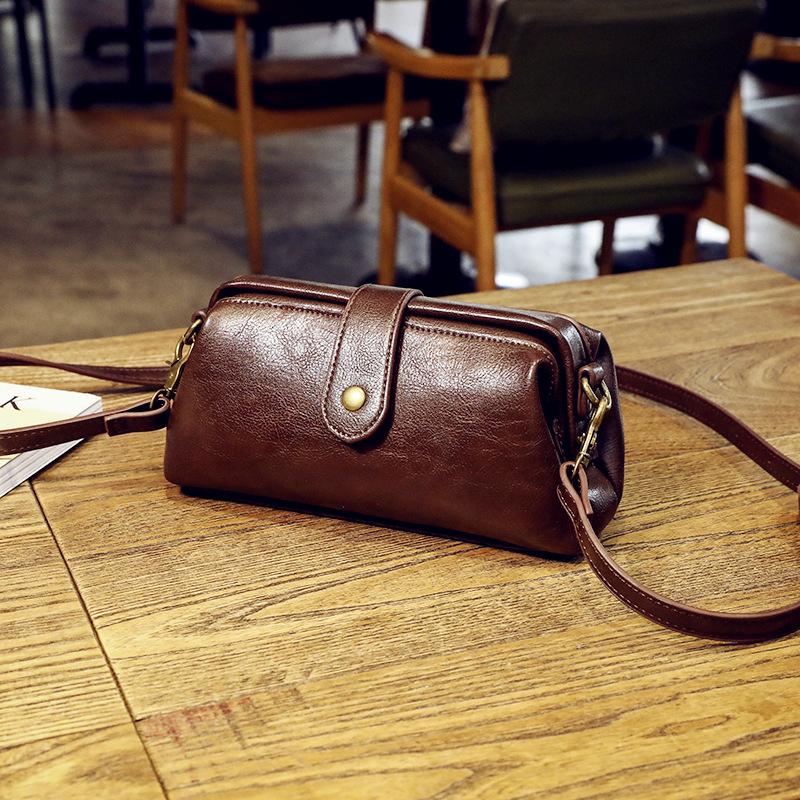 Johnature Bolso Retro de Cuero de Vaca para Mujer Hecho a Mano Piel de Vaca Natural Suave Bolsos Pequeños de Hombro y Cruzados para Ocio