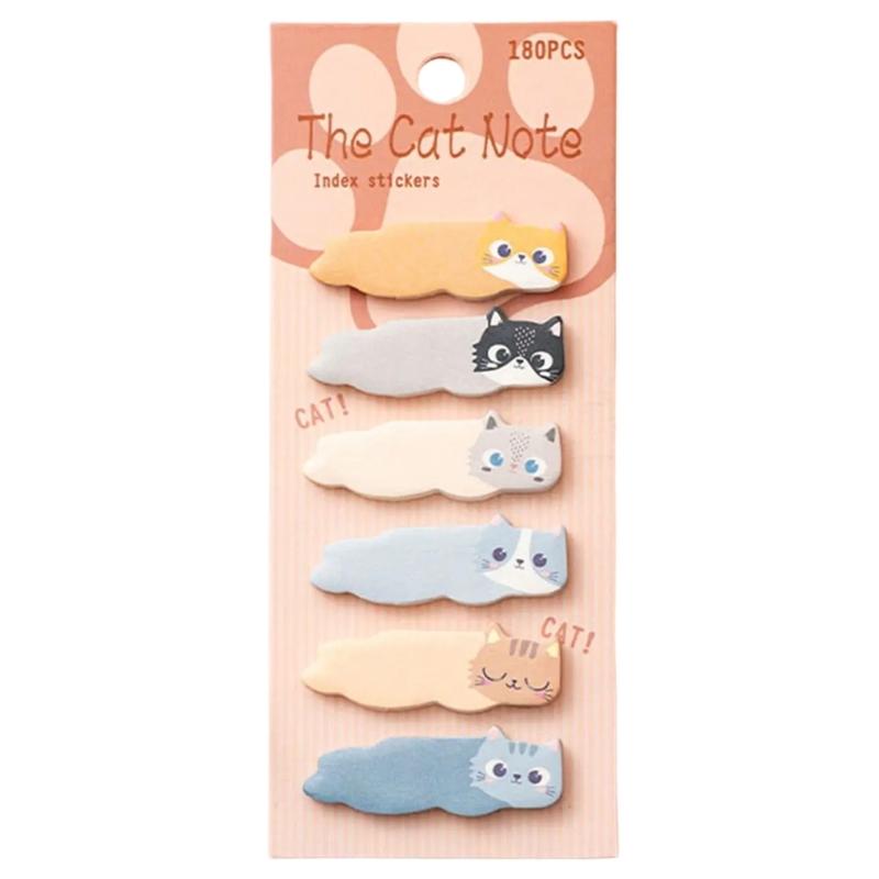 180Sheets Kitten Index Tabs Page Marker Adhesive Notes Memo Pad Index Sticker Reminder on Notebook Planner Calendar
