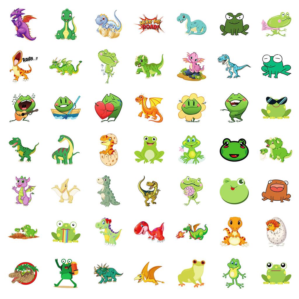 100 Cute Hand-Painted Small Animals Graffiti Mix And Match Stickers Frog Dinosaurs Do Not Repeat Stickers